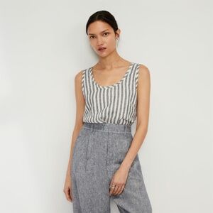 Everlane The Scoop Tank in Linen Grey Base - Size 16